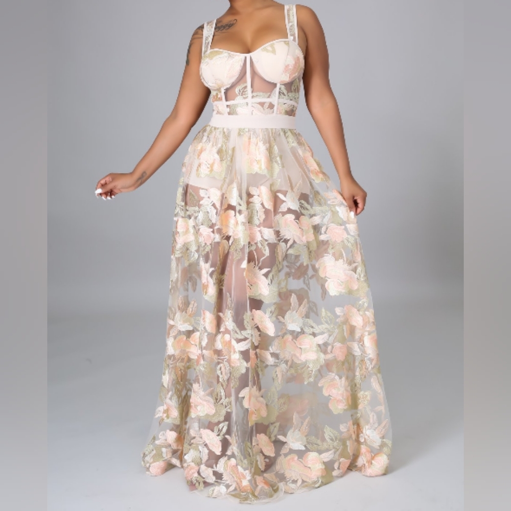 ZARI EMBROIDERED SEE THROUGH PROM MAXI DRESSES